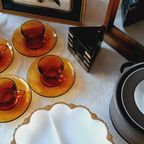 Melkglas 3 Vaks Schaal Gouden Rand Vintage thumbnail 2