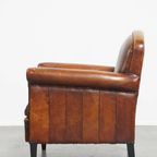 Stijlvolle Schapenleren Design Fauteuil/ Armchair In Een Warme Cognac Kleur thumbnail 5