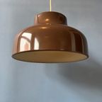 Vintage Mid Century Metalen Hanglamp In Bruin thumbnail 9