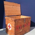 Vintage Kist, Rode Kruis Houten Leverings Kist, Kistje thumbnail 13