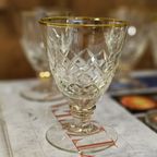 Antieke Wijnglaasjes Kristal Ruitslijpsel  Gouden Randje (Set Van 6) | Kerst thumbnail 3