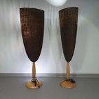 Marco Agnoli For Pierantonio Bonacina / Flûte / 2 X / Xl 180 Cm Wicker Floor Lamps From 1991 thumbnail 2