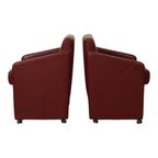Vintage Koppel Rode Zetels Fauteuils Hoogwaardig Kunstleder thumbnail 2