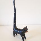 * Retro Houten Poezen Beeldje Poes Beeld thumbnail 3