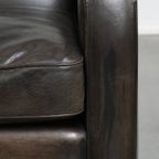 Stijlvolle En Comfortabele Zwart/ Grijze Design Fauteuil/ Armchair Gemaakt Van Schapenleer thumbnail 12