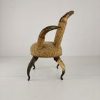 Zeldzame, Zeer Decoratieve 19E-Eeuwse Stierenhoornfauteuil (1870) thumbnail 6