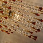 Xxxl Vintage Murano Teardrop Bruine Pegels Kroonluchter Goud Frame thumbnail 10