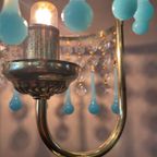 2 Stuks Murano Opaline Blauwe Tafellamlpen Vintage Kristal thumbnail 2