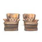 Set Van 2 Lederen Chesterfield Fauteuils Uit De Jaren '70 thumbnail 4