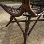 Vintage Rotan/Bamboe Lounge Chair Met Leren Kussens, Jaren 60, Togeschreven Aan Rohé Noordwolde thumbnail 15