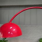 Rode Arc Lamp Met Ovalen Tulip Voet - Italië Jaren 70 thumbnail 6