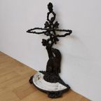 Antieke Paraplustandaard Smeedijzer Emaille Paraplubak 106 thumbnail 7