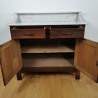 Vintage Frans Dressoir Commode Ladekast Badkamermeubel Met Marmer Blad 302 thumbnail 6