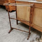 Vintage Antieke Houten Handdoekenrek Badkamer Rek thumbnail 10