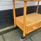 Rotan Tafel / Trolley Met 2 Lades, Op Wielen, 59 Cm Hoog thumbnail 9