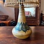 Deens Design Keramiek Tafellamp Vintage Met Rotan Kap thumbnail 6