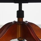 Donkerbruine In Hoogte Verstelbare Rundleren En Houten Chesterfield Bureaustoel Op Wieltjes thumbnail 14