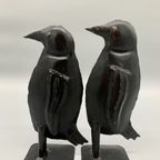 Set Vintage Metalen Pinguïns Zwart Handgemaakt thumbnail 4