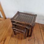 Vintage Manou Bamboe Nest Tafeltjes Mimi Set Jaren 70. thumbnail 2