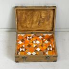 Brocante Kistje Seventies Hout Metalen Hoekjes Vintage thumbnail 2