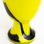 Neongele / Zwart Vintage Opaline Glazen Vaas - Reliving thumbnail 4