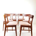 6 Deense Eettafel Stoelen Farstrup Nieuw Gestoffeerd Roze thumbnail 4