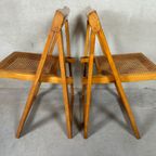 4X Vintage Esdoorn + Rotan Klapstoelen thumbnail 6