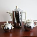 Art Deco Bauscher Koffie Set Chroom Drp, Nederlandsch Jaren '30 thumbnail 4