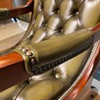 2 X Engelse Chesterfield Fauteuils/stoelen In Nieuwstaat Antiek Groen thumbnail 7