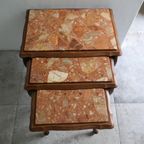 Vintage Mimiset Marmer Hout Art Deco. Set Van 3 Tafeltjes thumbnail 4