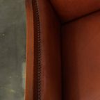 Statige, Luxe Set Van 4 Cognac Kleurige Rundleren Art Deco Design Fauteuils thumbnail 10