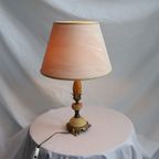 Vintage Onyx Bronzen Lamp Met Kap, Italie Jaren '50 thumbnail 3