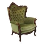 Klassieke Groene Club Zetel Oorfauteuil Louis Quinze Barok thumbnail 8