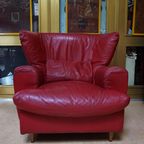 Rood Leren Lounge Fauteuil Door Calia Italia, 1990S thumbnail 10