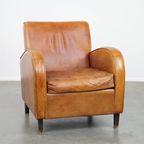 Strakke, Karakteristieke En Tijdloze Vintage Schapenleren Design Armchair thumbnail 6