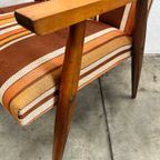 Tweetal Vintage Houten Fauteuils Met Gestreepte Stof, 1970’s thumbnail 18