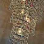 Xxl Vintage Opaline Teardrop Kroonluchter Pegels Kristal Hanglamp thumbnail 13