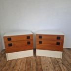 Vintage Mid Century Teak Nachtkastjes Met Klep thumbnail 2