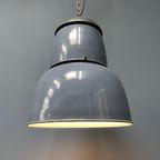 Grote Industriële Blauwgrijze Emaille Hanglamp thumbnail 2