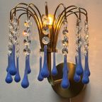 10 Beschikbaar! Vintage Blauwe Opaline Murano Wandlampen thumbnail 7