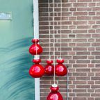 Vintage Hanglamp Vijf Lampen. Murano Glazen Lamp. Glazen Lamp. Rood thumbnail 8