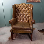 Schitterende Olijfgroene Chesterfield Wingback Fauteuil thumbnail 2