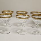 Vintage Champagnecoupes Loodkristal Drache Modell Gouden Randje (Set Van 6) thumbnail 7