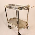 Neoclassical Silvered Bar Cart In Style Of Maison Jansen, 1950S thumbnail 6