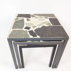 Vintage Stone Side Table Set | Nesting Tables Grey thumbnail 6