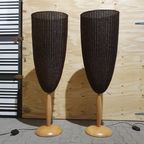 Marco Agnoli For Pierantonio Bonacina / Flûte / 2 X / Xl 180 Cm Wicker Floor Lamps From 1991 thumbnail 9