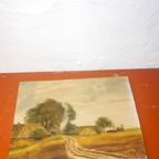 Vintage Landscape Painting On Canvas * Signed Countryside Scene thumbnail 9