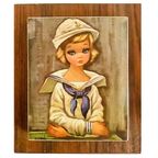 Set Retro Schilderijtjes Eden Groot Oog Meisje 1960’s thumbnail 6
