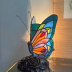 2 Beschikbaar ! Vlinder Tiffany Stijl Art Nouveau Stijl Tafellampen Glas In Lood thumbnail 12