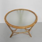 Rotan , Bamboe Salontafel Met Ronde Glasplaat thumbnail 10